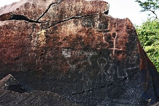 Камень с древними рисунками недалеко от индейского поселка Курупукари.